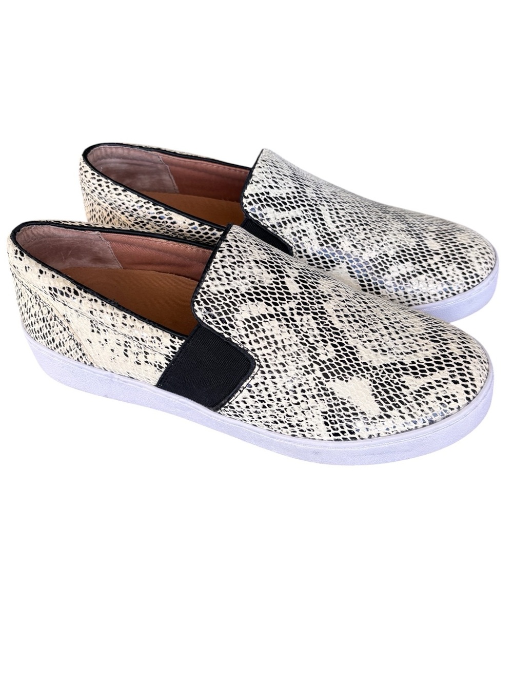 Vionic Women's Splendid Demetra Boa Slip-On Sneakers in White Snake Print 8